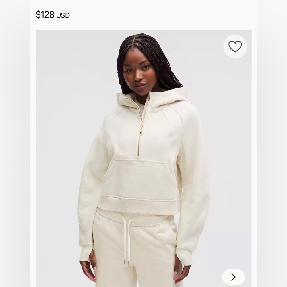 Scuba Oversized Half-Zip Hoodie in Color Bone/Cream - Picture 3 of 6